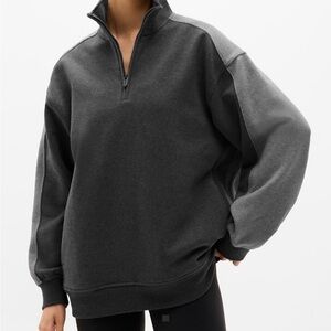 Athleta Charcoal Quarter-Zip Pullover